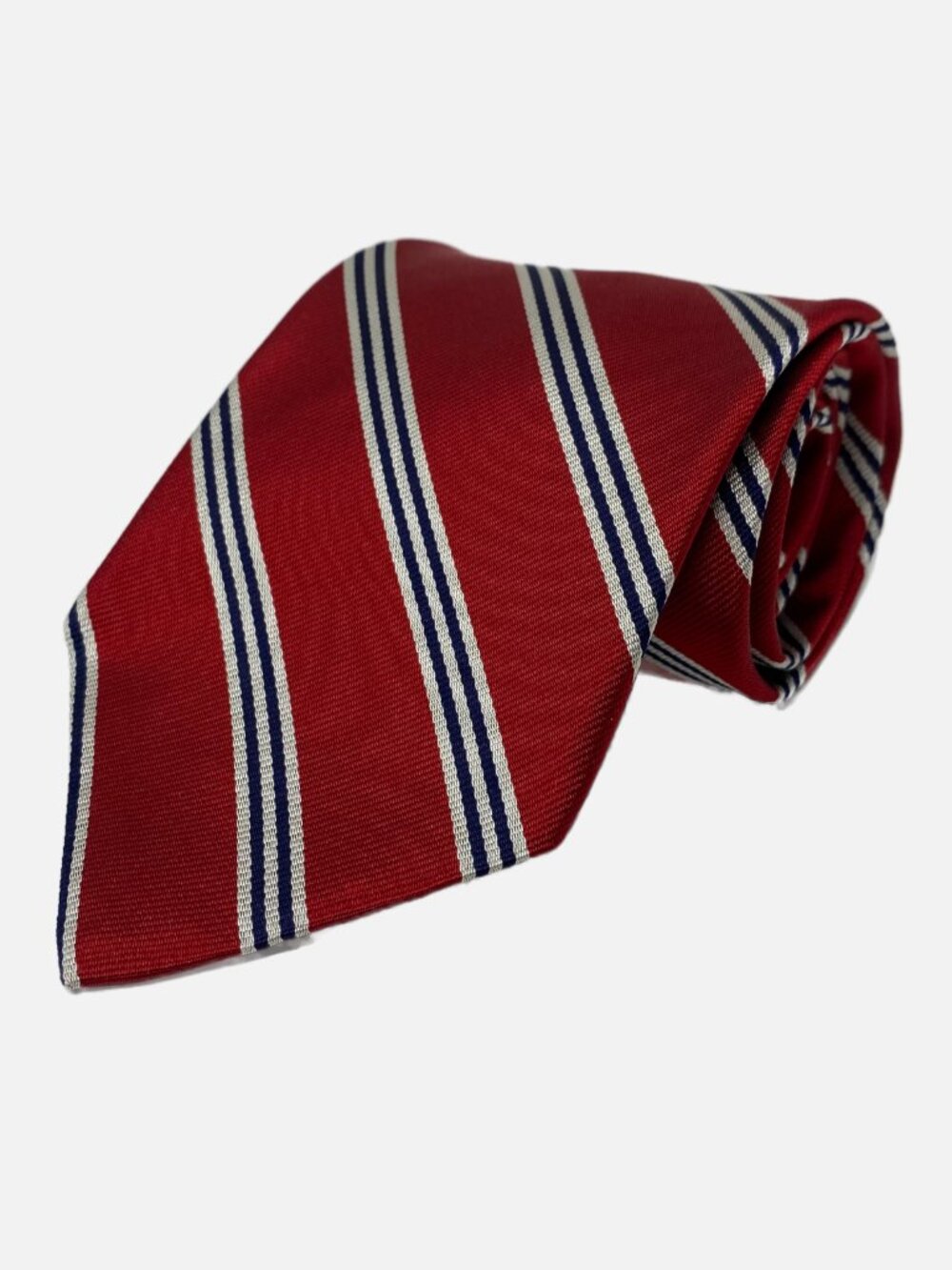 Brooks Brothers Makers Tie Red Navy White Repp Diagonal Stripes Neck USA Preppy